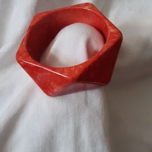 Vintage Orange Swirl Bakelite Octagon Bracelet